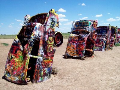 Picture of the real Cadillac Ranch in Amarillo, TX